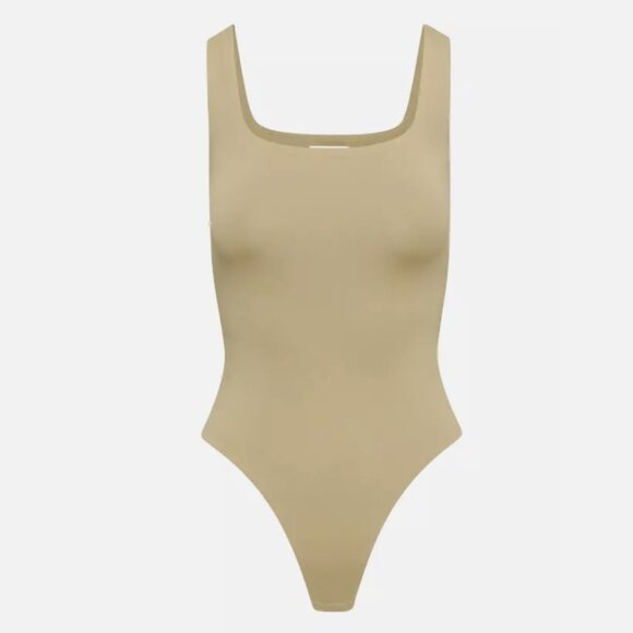 Aritzia Tops - Aritzia Babaton Contour Warm Sand Sleeveless Square Neck Bodysuit